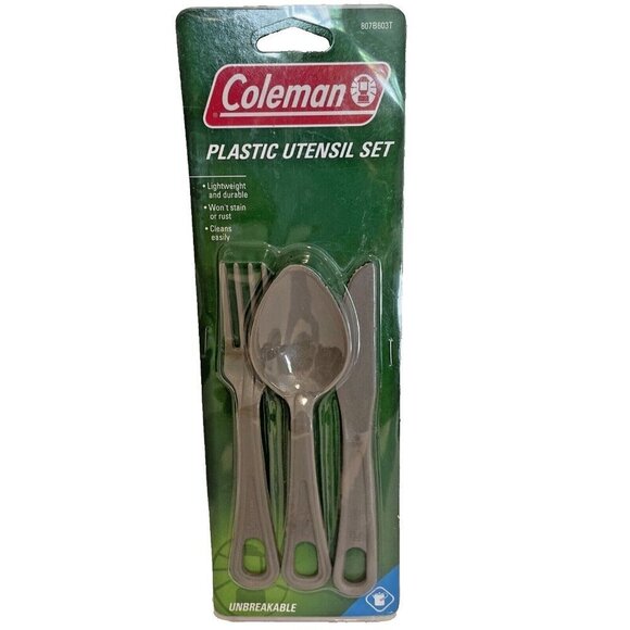 Coleman Plastic Utensil Set Fork Knife Spoon Unbreakable Light Weight Camping - Picture 1 of 5